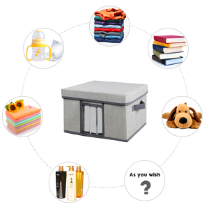 Có Thể Gập Lại <span class=keywords><strong>Polyester</strong></span> Vải Lanh Vải Tổ Chức Lưu Trữ Bin Hộp Với Nắp - Product Image 5