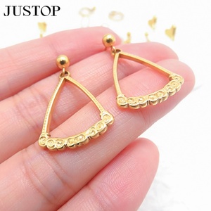 Luxury <b>Gold</b> Plated Stainless Steel Women's Fashion Dangle <b>Heart</b> Statement Stud Hoop <b>Earrings</b> Set for Weddings and Engagements - Product Image 5