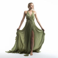 Vente chaude Robe maxi élégante pour femmes Vêtements décontractés en gros Vêtements grande taille Empire droit Fabriqué par un fabricant de vêtements pour femmes