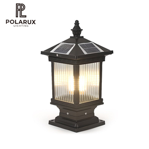 Lámpara Solar de Pilar de Aluminio y Vidrio, Impermeable IP65, para Jardín, Puerta, Valla, Estilo Chino Retro Antiguo, Iluminación de Paisaje - Product Image 1