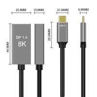 Nouveau A116 8K DP femelle Type C mâle câble adaptateur 32.4Gbps 0.25M plaqué or en alliage d'aluminium PVC 8K USB câble Audio vidéo amplifier
