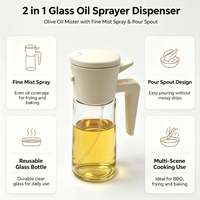 Pulvérisateur d'huile en verre 2-en-1 réutilisable avec pulvérisation fine et bec verseur pour barbecue, friture et cuisson