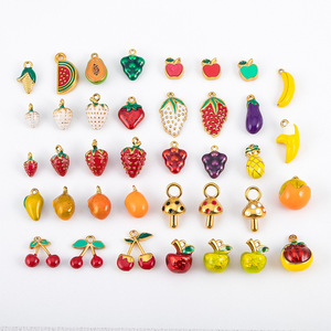 D281 Breloques en émail 3D en acier inoxydable étanche, motifs fruits (Fraise, <span class=keywords><strong>Banane</strong></span>, Raisin, Pomme) et champignons, effet goutte d'huile - Product Image 5