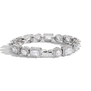 Tennis <b>Bracelet</b>, Rectangular Round Spacer <b>Copper</b> Inlaid Zircon Couple Fashion Tanjing Fashion Lijing Necklace - Product Image 6