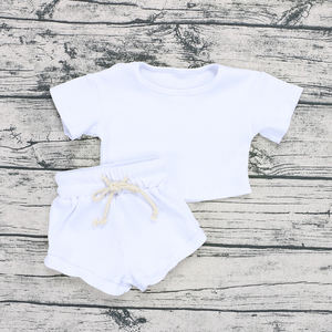 Conjunto de ropa de pantalones cortos de verano para bebé, conjunto de algodón con ribete, gran oferta - Product Image 2