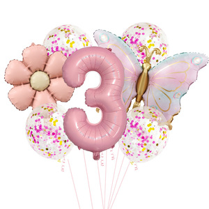 Ensemble de ballons <span class=keywords><strong>papillon</strong></span> rose mat avec confettis en latex pour la fête d'<span class=keywords><strong>anniversaire</strong></span> des enfants - Product Image 5