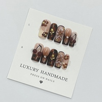 Vente en gros de faux ongles carrés en acrylique 100% peints à la main, de haute qualité, avec colle, magnifiques, luxueux, couvrants, 3D, faits à la main, pour salon de manucure