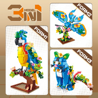 Fangcheng 1051 Ornements Modèles Papillon et Chat à Trois Modes, Cadeau Créatif, Construction à Petites Particules Thème Animal en ABS