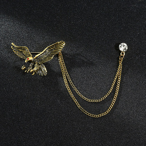 Moda Broche dos homens agressivos Full Diamond <span class=keywords><strong>Eagle</strong></span> Deer Head Terno Laço Cadeia Tassel Acessórios Principalmente Liga Jóias - Product Image 4