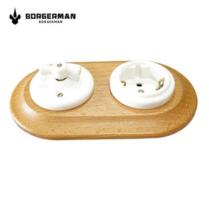 Công Tắc Và Ổ Cắm Gắn Tường Bằng Sứ Cổ Điển Gắn Phẳng Tiêu Chuẩn EU Với Khung Gỗ Đôi - Product Image 3