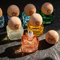 Flacons compte-gouttes en verre gravés au laser de 8 ml avec bouchon en bois, multicolores, pour huiles essentielles, parfums, et recharges de lotion anti-moustiques