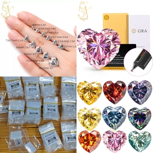 Xingsial toptan renk Moisanita VVS1 0.5ct 5ct GRA sertifikalı gevşek taş sentetik elmas kalp şekli Moissanite taş