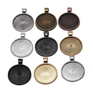 St. Kunkka 25mm Round Pendant Base Zinc Alloy Plated DIY Jewelry Findings For Gemstone Pendant Making - Product Image 2