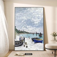 Peinture décorative encadrée Monet à l'huile sur toile - Art mural pour porche, couloir, salon