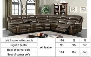 Frank Modern Large Corner Sectional Recliner <b>Sofa</b> with Drop-Down <b>Table</b> and Cup Holder, Air Leather Material - Product Image 3
