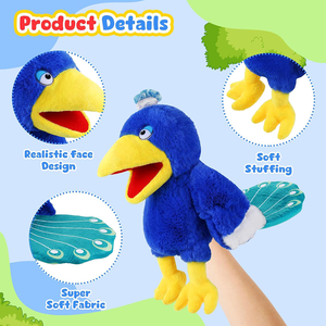 ตุ๊กตาทูแคนสีน้ำเงิน ปากเปิดได้ ขนนุ่มสีเหลือง ของเล่นตุ๊กตาสัตว์นุ่มนิ่ม อุปกรณ์เล่านิทาน ขายส่ง - Product Image 4