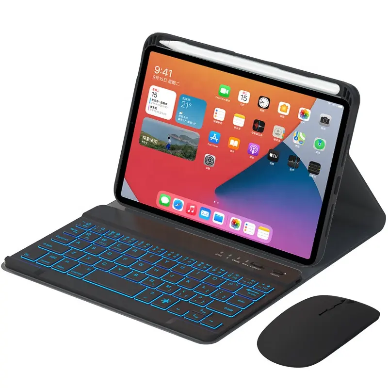 Funda de teclado inteligente para iPad mini 6 de Apple, carcasa con ranura para lápiz, con teclado magnético LED, ratón gratis