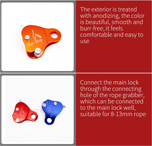Seil greifer/Anschlag aus Aluminium legierung 8-13mm, selbstsicher nder Abseil gerät für Baum klettern, SRT, Abseilen, Belay, Hochseil - Product Image 5