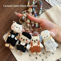 Nouveaux charms mignons en tissu peluche, porte-clés faits main lapin, ours, pingouin, accessoires de sac de mode style dessin animé