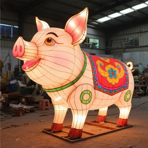 Bán buôn tùy chỉnh Pig-shaped lụa đèn lồng cho năm mới Truyền Thống Trung Quốc lễ hội trang trí nội thất Hot Bán cho ngoài trời diễu hành - Product Image 4