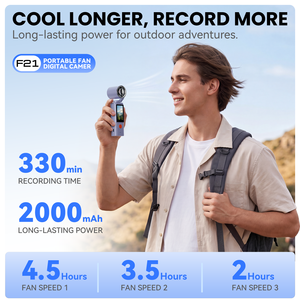 Caméra d'action portable 2-en-1 avec stabilisateur, caméscope de vlogging HD 1080P avec ventilateur de refroidissement pour les créateurs de contenu en extérieur - Product Image 2