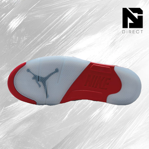 Chaussures de basket-ball Air Jordan 5 Retro 'Fire Red' 2025, blanches, rouges, noires, à tige haute, à lacets, en cuir véritable, baskets de sport pour hommes - Product Image 5