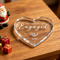 Pendentif en verre cristal personnalisé gravé avec impression UV en forme de cœur, décoration de Noël à suspendre pour la maison et le jardin