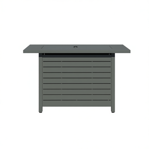 Mesa de Acero Gris Moderna para Fogatas, 25 H x 42 W, con Tapa, para Jardín, Calefacción Exterior, Patio, Camping, Diseño Elegante - Product Image 1