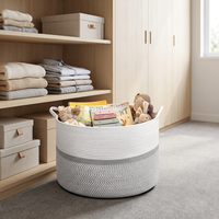 Grand panier à linge en corde de coton avec poignées, couleurs et tailles personnalisables, panier de rangement tissé pour la maison, la chambre et la salle de bain