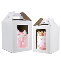 Emballage de grande boîte à gâteau de mariage 12x12x12 pouces boîte à gâteau transparente fenêtre transparente 2 niveaux boîte à gâteau ondulé en papier kraft blanc
