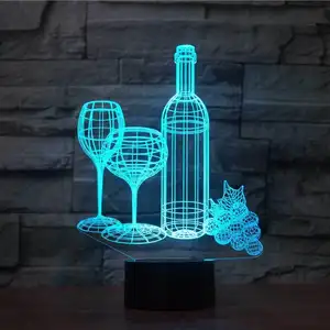 Veilleuses pour enfants 7 couleurs interrupteur tactile Animal lampe Anime lampes Led veilleuse créatif vin motif 3d noir 50 plastique