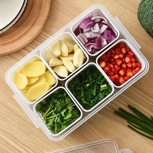 Caja de almacenamiento para refrigerador, 6 rejillas, caja de almacenamiento de frutas y verduras, organizador de nevera, escurridor, carne, cebolla, jengibre, transparente - Product Image 4