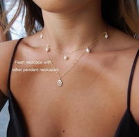 Mode plaqué or lLink chaîne étoile Style naturel blanc riz perle charme collier ras du cou pour la vente en gros