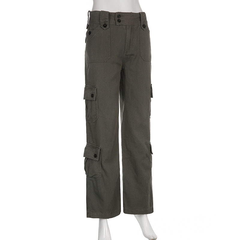 2025 Button Baggy Y2K Cargo Pants Women Low Waist Trousers