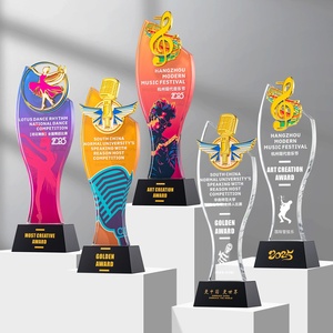 Thiết Kế Mới Pha Lê Trophy Cup Giải Thưởng Nhảy Múa Âm Nhạc Và Microphone Trophy Bộ Phận Trang Trí Nội Thất Cá Nhân Màu Sắc Pha Lê Trophy Giải Thưởng - Product Image 1