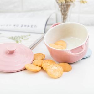 <span class=keywords><strong>Mini</strong></span>-Casserole ronde en <span class=keywords><strong>céramique</strong></span>, ustensiles de cuisine portables, Design de couleurs roses, chauffe-aliments avec poignées, vente en gros - Product Image 1
