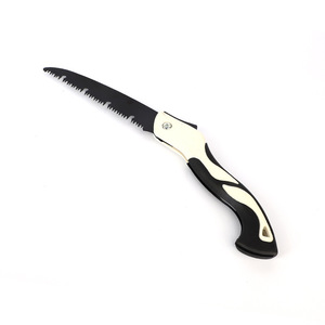 Scie à main pliante en acier à haute teneur en carbone, noire et crème, pour le travail du bois, l'extérieur, le jardin et la maison, petite scie rapide pour le bricolage - Product Image 1