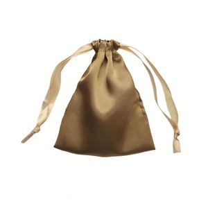 Sac à poussière en satin mat avec cordon de serrage, 15*20cm, avec logo personnalisé, emballage cadeau pour tissu en satin avec finition de marque - Product Image 2
