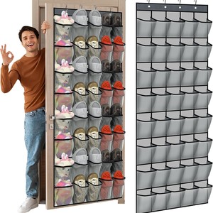 Organizador de Zapatos Colgante de Puerta con 40 Compartimentos de Tela No Tejida y Ganchos para Dormitorio, Diseño que Ahorra Espacio - Product Image 1