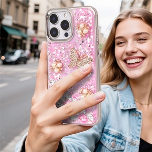 ผู้ผลิต OEM/ODM เคสสีชมพูไล่เฉดประกายวิบวับ คริสตัลเพชรและไข่มุก สำหรับ iPhone 17 16 15 14 13 12 Pro Max - Product Image 6