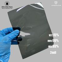 Película solar nano cerámica PET para ventanas, antiarañazos, con protección UV, de 2 mil.