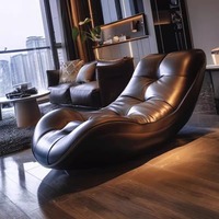 Chaise longue minimaliste de luxe pour balcon, fauteuil inclinable individuel avec fonction massage, en bois massif, pour bureau