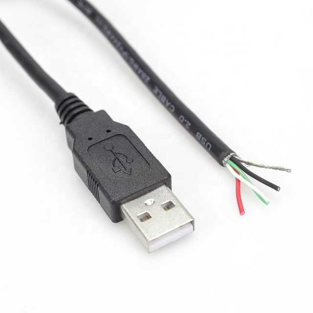 Custom USB 2.0 Type-A Male to Bare Wire Cable Braid Shielded Data Cable for Computer Printer Camera