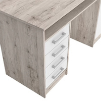 Bureau d'ordinateur ergonomique en bois blanc avec 4 tiroirs pour filles, idéal pour le travail et le gaming