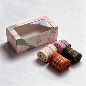 Boîtes d'emballage personnalisées pour chaussettes avec fenêtre, en carton, pour cadeaux, avec logo imprimé en gros - Product Image 1