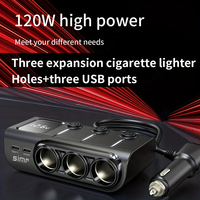 Simr 8 en 1 120W PD36W 12v double chargeur USB avec interrupteur allume-cigare Qc3.0 chargeur de voiture prise allume-cigare