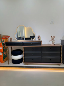 Modern Makeup <b>Vanity</b> <b>Table</b> with Lighted <b>Mirror</b> and Storage Drawers for Bedroom Furniture - Product Image 1