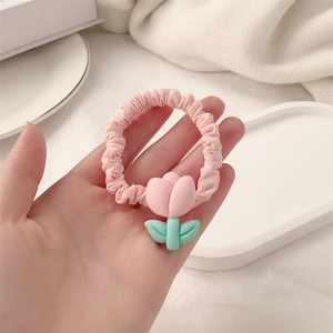 Dolce tulipano fiore scrunchie semplice ragazza capelli piccolo cerchio carino coda di cavallo corda riduzione età copricapo - Product Image 6