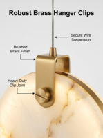 Lampe suspendue en cristal transparent en laiton doré à hauteur réglable, éclairage à 360°, installation facile pour une utilisation luxueuse au chevet du lit ou sur une table à manger