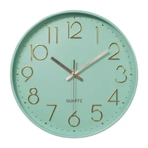 12英寸薄荷绿色北欧挂钟简约厚边框3D钟Reloj de parred青年室家居装饰装饰品